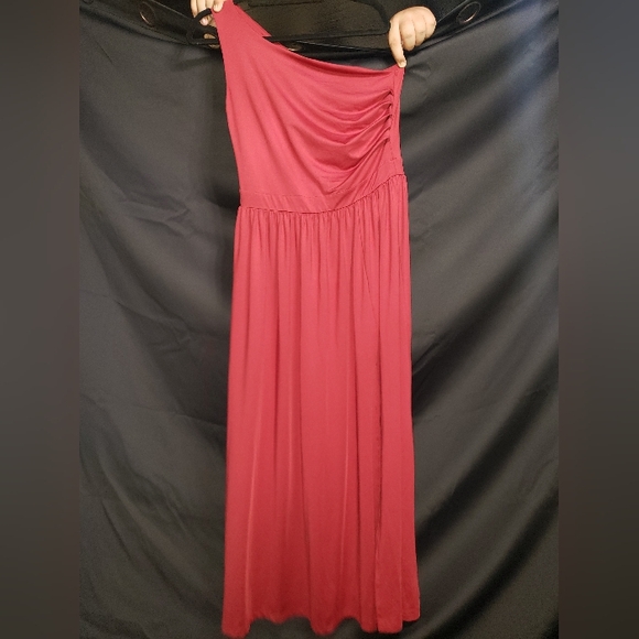 One Shoulder High Split Sleeveless Ruched Sexy Cocktail Maxi Long Dress - Picture 3 of 14
